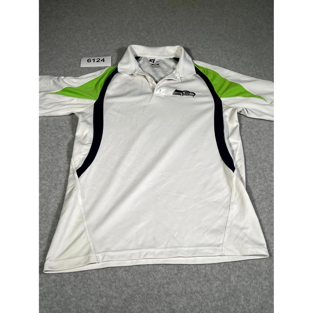Seattle Seahawks Polo Shirt Mens Medium White NFL Team Apparel‎ Football Sports